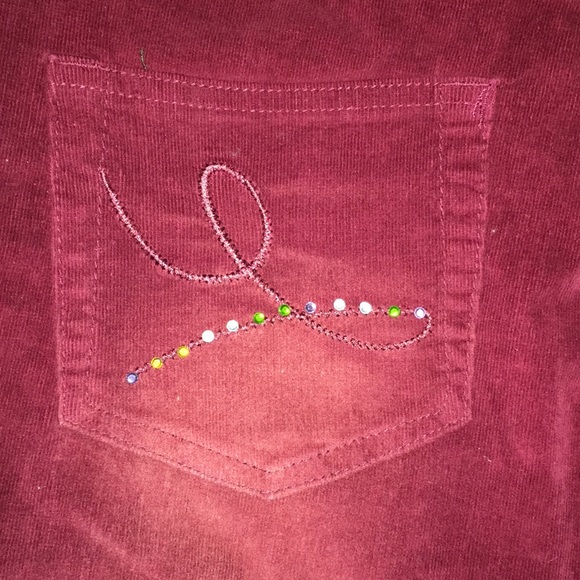 Boutique Burgundy Corduroy Flare Jeans - Picture 10 of 11